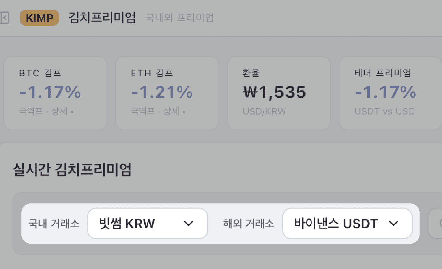 김치프리미엄 거래소별 김프 비교
